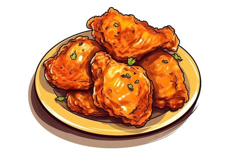 Premium AI Image | Fried chicken illustration Food illustration Generative AI