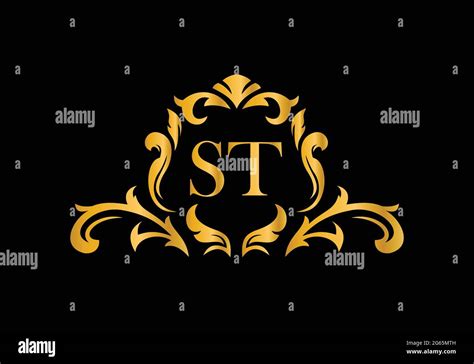 Luxury Alphabet letters ST. Golden Floral alphabet . Monogram initials ...