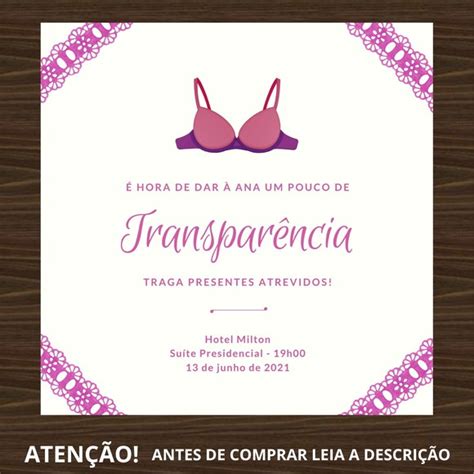 Convite Chá de Lingerie digital virtual ou para Impressão
