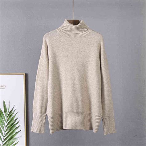 Hirsionsan Turtle Neck Cashmere Winter Sweater Women Elegant Thick Warm