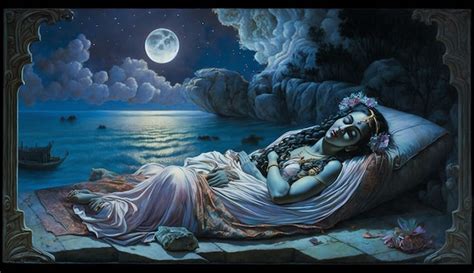 Premium AI Image | Lord krishna flute sleep moon night wallpaper image ...