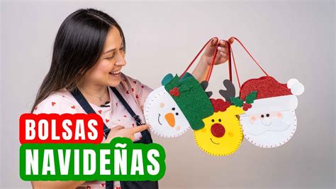 Bolsas Navideñas en Foami fáciles de hacer DIY Moldes Gratis YouTube