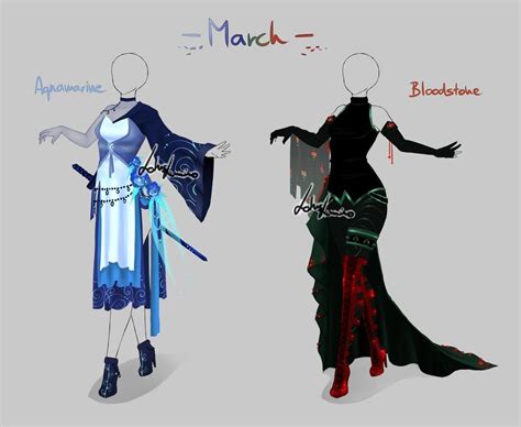 Outfit Design Birthstones March Open By Lotuslumino On Deviantart