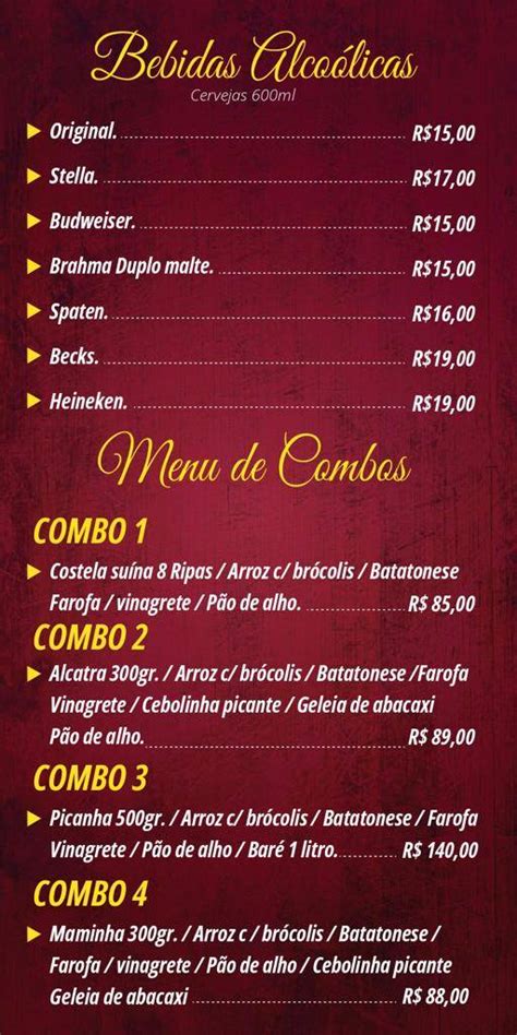 Menu em Señor Picanha restaurante Manaus