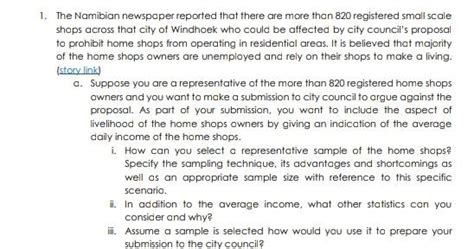 Solved The Namibian newspaper reported that there are more | Chegg.com