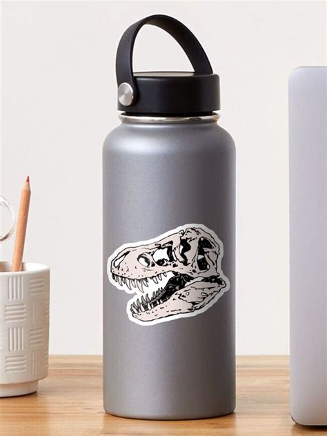 Geo Rex Vortex Rose Quartz Dinosaur Skull Fossil Art Sticker For