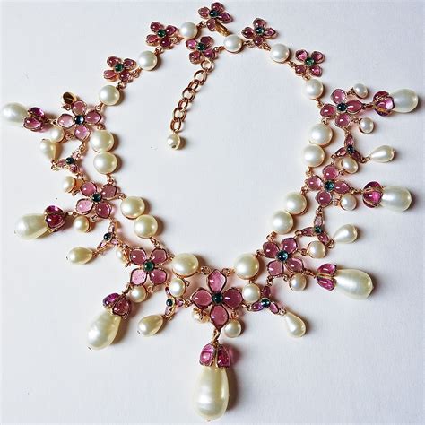 This Outstanding Full Gripoix Clustered Flower Oversized Teardrop Pearl