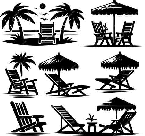 Premium Vector Beach Chair Silhouettes Collection