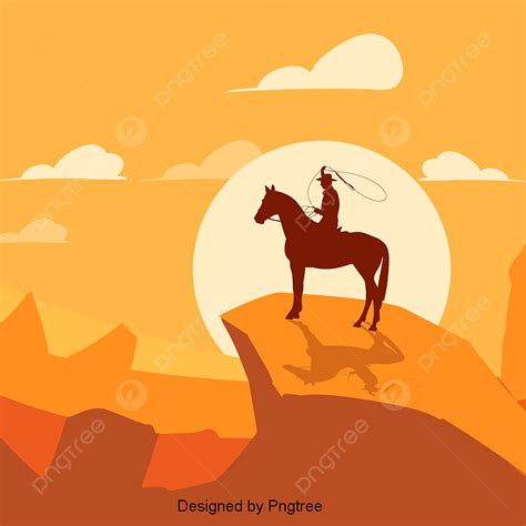 Simple Dusk Texas Cowboy Silhouette Flaky Clouds Silhouette Dashan