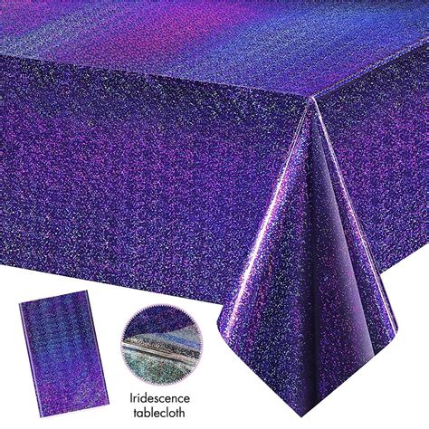 1pc Purple Iridescence Plastic Tablecloths Shiny Disposable Laser