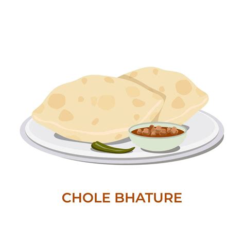 Chole Bhature Indian Snack Tasty Delicious Meal Illustration Art Design