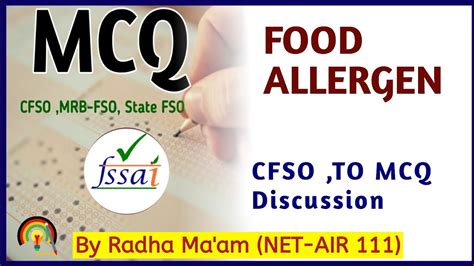 FSSAI CBT 2 MCQ 06 Food Allergen MCQ FSSAI CFSO Technical Officer