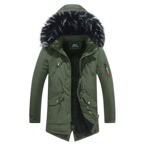 Parka Hiver Homme Capuche Fausse Fourrure Doubl E Polaire Veste Chaude