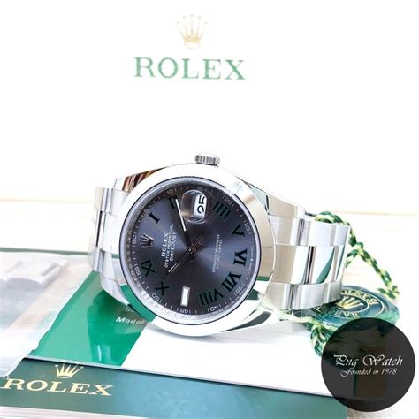 Rolex 41mm Oyster Perpetual Grey Slate Roman Wimbledon Dial Datejust