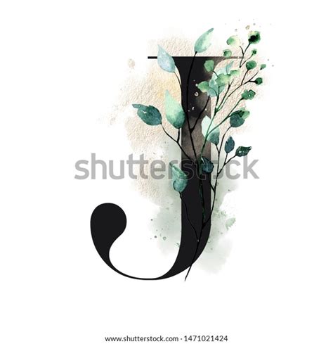 Letter J Watercolor Leaf Floral Alphabet Stock Illustration 1471021424 Shutterstock