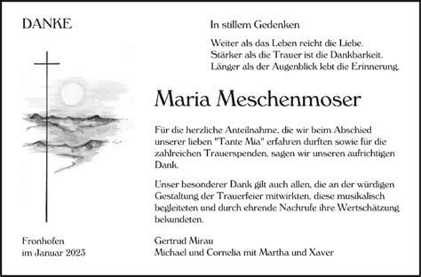 Traueranzeigen Von Maria Meschenmoser Schwaebische De Trauerportal