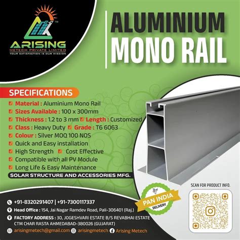 Mm Aluminium Monorail Solar Structure X Mm At Rs Piece In Pali