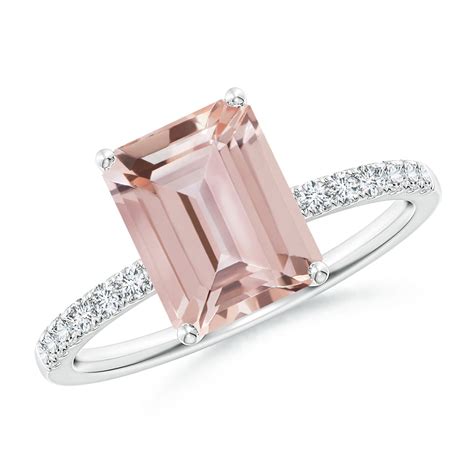 Emerald Cut Morganite Engagement Ring With Diamonds