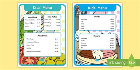 Editable Kids' Menu Template | Teaching Resources for Kids