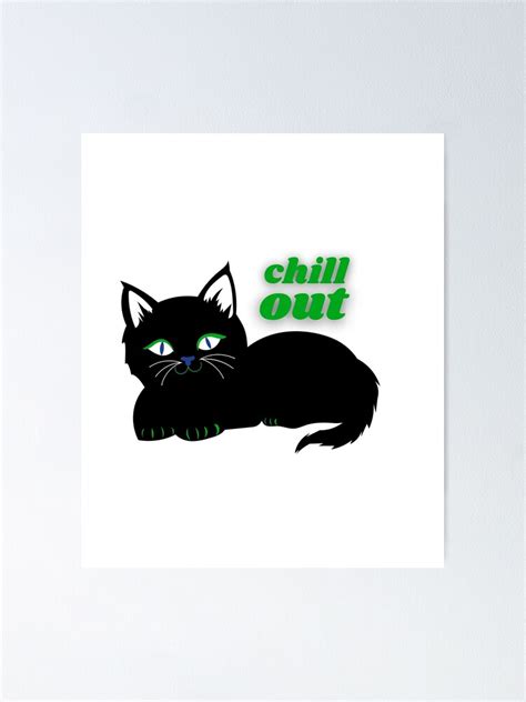 Póster Cómo relajarse como gato chill out gato negro chill out texto