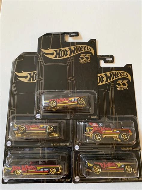 HOT WHEELS BLACK And Yellow 55th Anniversary Card Set Of 5 Models EUR