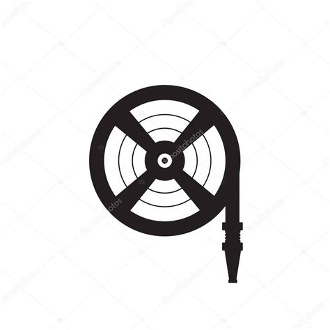 Fire Station Fire Hose Reel Icon Single Silhouette Fire Equipment