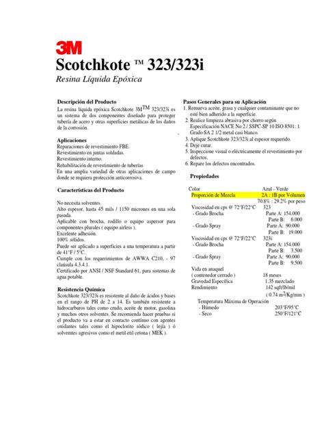 3m Scotchkote 323 En Español Pdf Sustancias Químicas Materiales