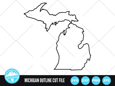 Michigan Svg Michigan Outline Usa States Cut File By Ld Digital