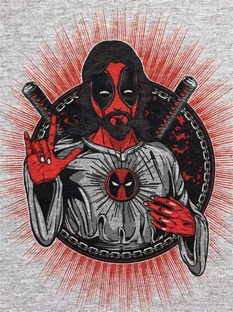 Deadpool Jesus Deadpool Parody Long Sleeve Shirt Heather Gray Unisex