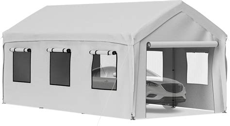 VEVOR Abri Voiture 3x6 M Auvent Tonnelle Garage 8 Poteaux Acier