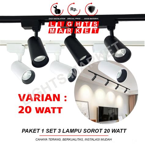 Jual Paket Set Lampu Rell Track Led Sorot Lampu Sorot Tracklight