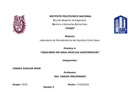 P4 Termo De Fases INSTITUTO POLITECNICO NACIONAL Escuela Superior De