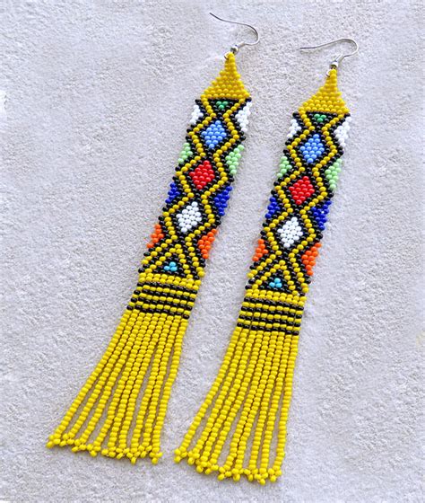 African Beaded Earrings Zimbali Zulu Beadwork