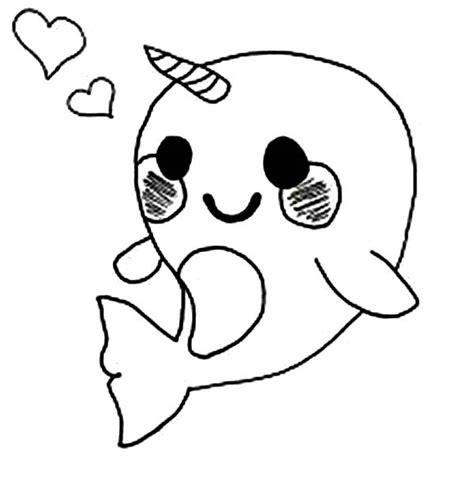 Cute Baby Narwhal Coloring Page Netart