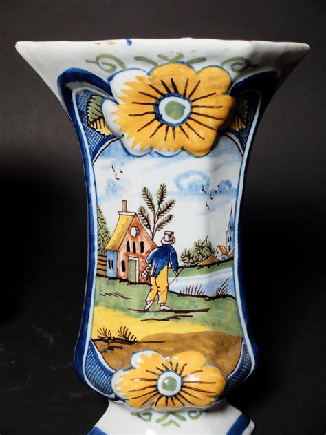 Proantic Paire De Vases En Fa Ence De Delft Xix Me Si Cle