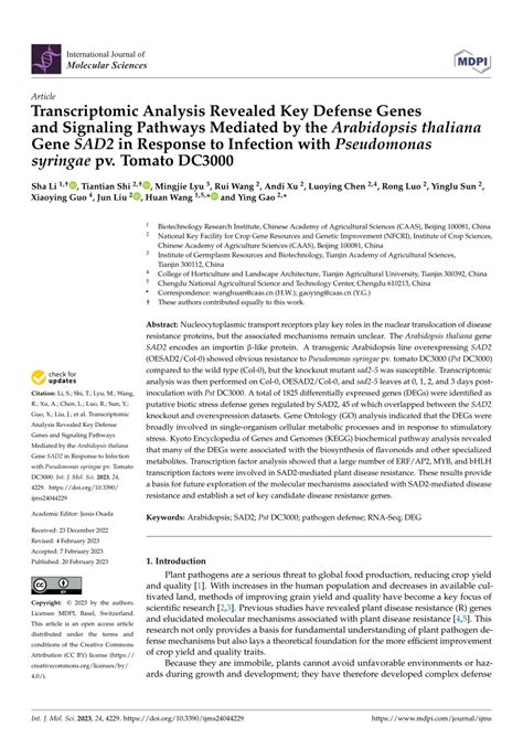 Pdf Transcriptomic Analysis Revealed Key Defense Genes And Signaling Pathways Mediated By The