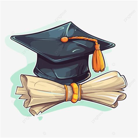 Gorro De Graduación Con Pergamino Y Pergamino Clipart Vector Png