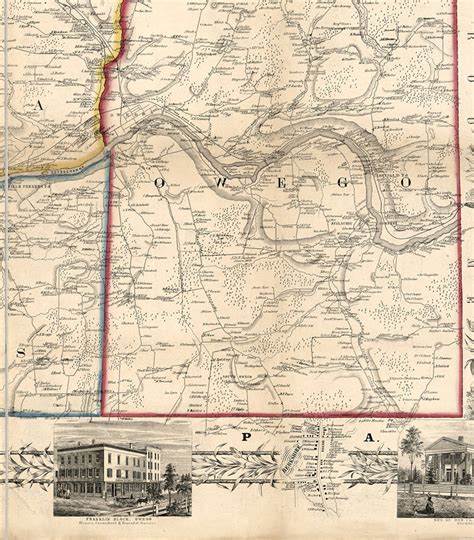 Map Of Tioga County New York Ny 1855 Restoration Hardware Etsy