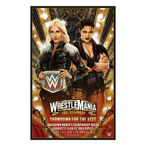 Wrestlemania 39 Charlotte Flair Vs Rhea Ripley 24 X 36 Jonathan