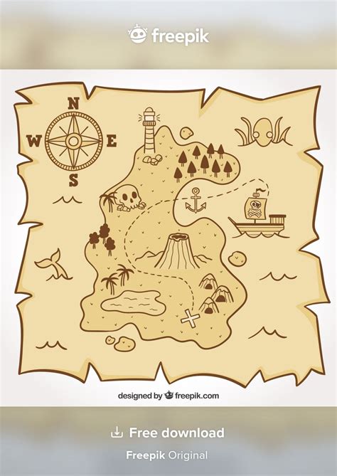 Pirate Map For The Treasure Hunt Premium Premium Vector Freepik