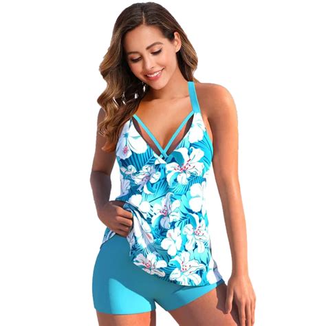 2022 New Swimsuit Sexy Plus Size Tankini Women Printed Two Piece Bikini Set Beachwear Bathing