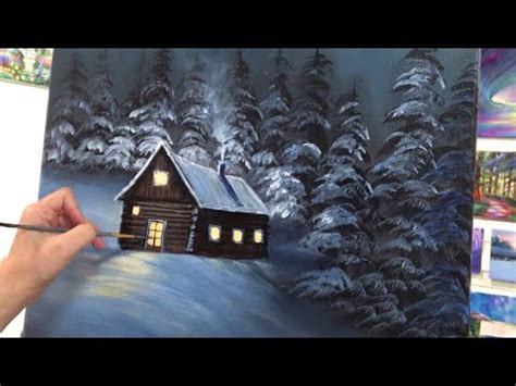 How To Paint A Winter Cabin Landscape STEP BY STEP EASY Acrylic