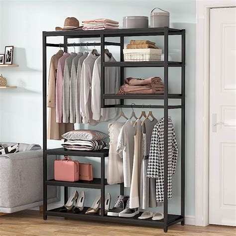 Tribesigns Free Standing Closet Organizer Clothes Garment Racks With