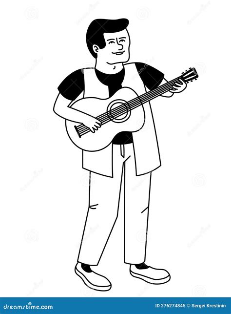 Man Playing Acoustic Guitar. Stock Vector - Illustration of drawing ...