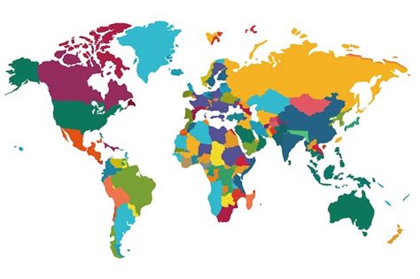 Un Colorido Mapa Del Mundo Que Muestra Las Fronteras Nacionales Y Los