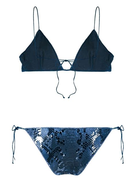 Oséree Metallic snakeskin effect Bikini Set Farfetch