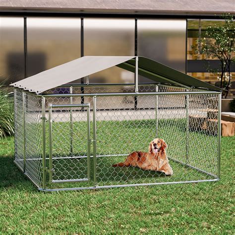 Outdoor Pet Dog Run House Kennel Shade Cage Enclosure Wcover