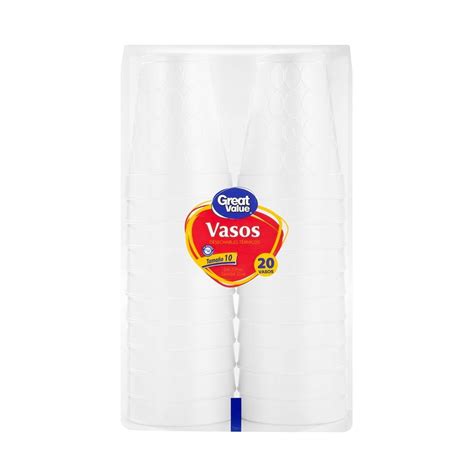 Vasos desechables Great Value térmicos 20 pzas de 366 ml Bodega