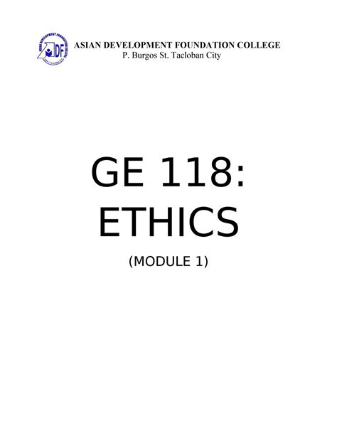 Ethics 1 Identify The Ethical Aspect Of Human Life And The Scope Of