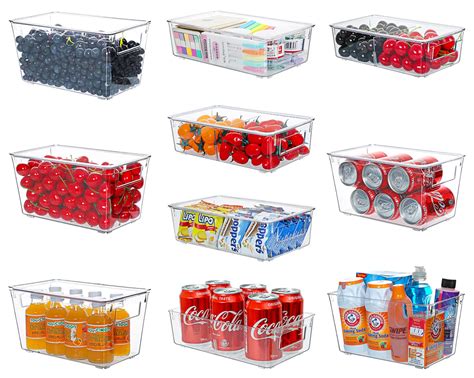 Plastic Storage Bin With Lids Esarora Pack Stackable Clear